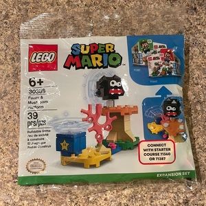 super mario lego fuzzy and mushroom platform 6+ 39 pieces new in packaging